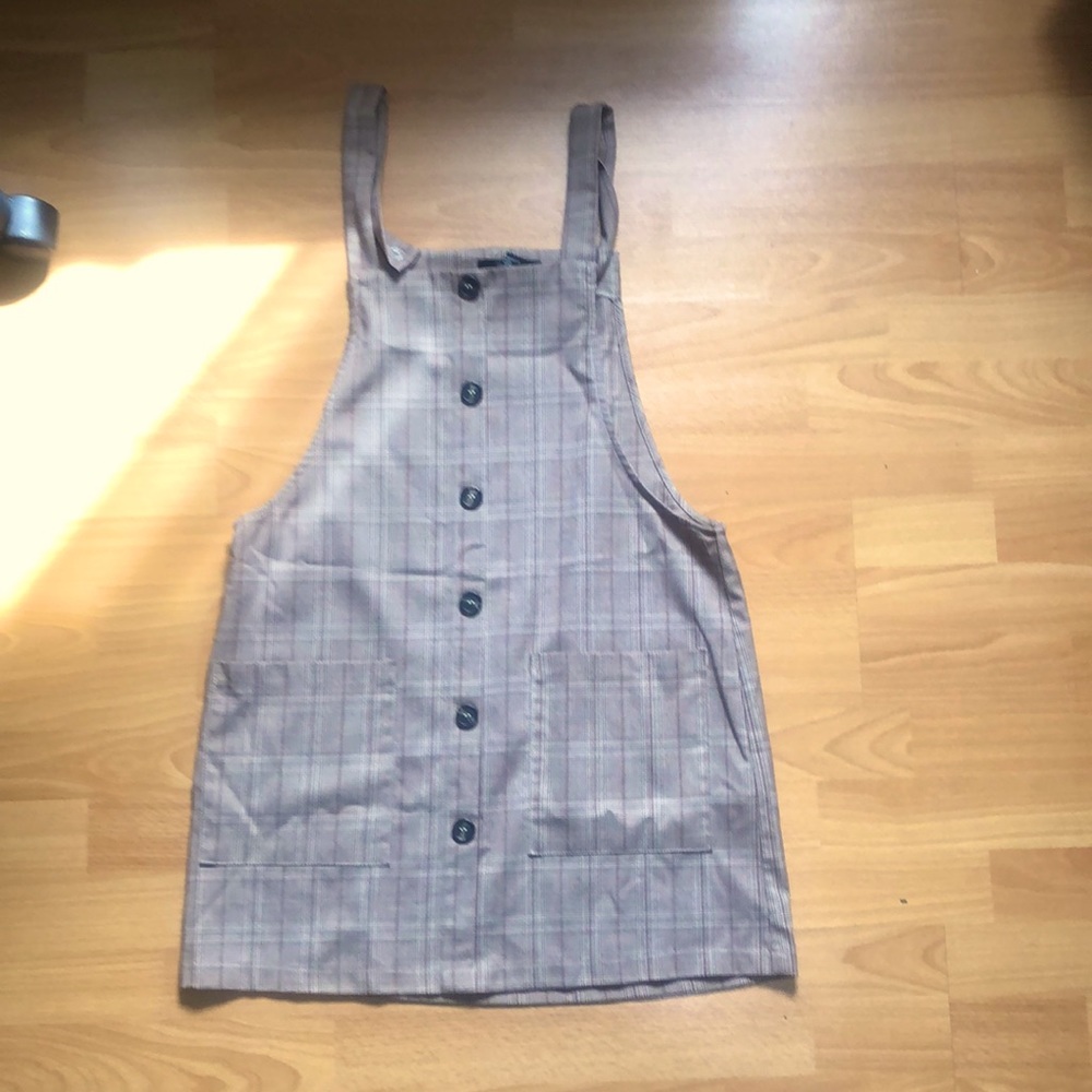 (3 for $20,bundle) Beautiful brown plaid overall dress New Condition!